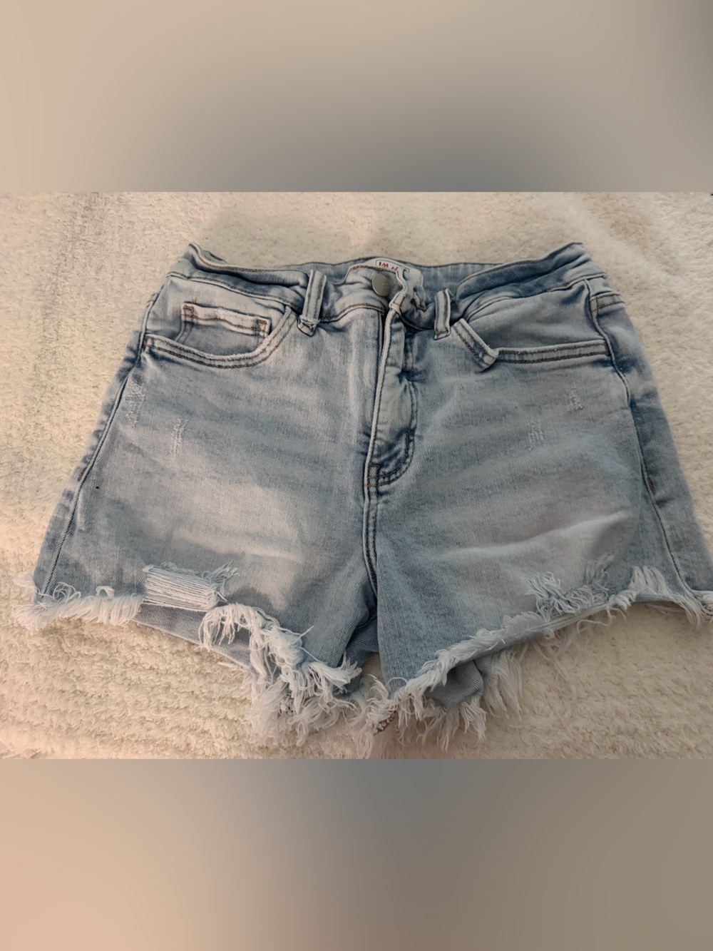 Moco Boutique Distressed Denim Shorts with Frayed Hem